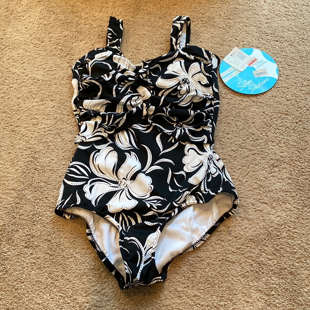 NWT Macy’s Swim Solutions Swimsuit w Tummy Control